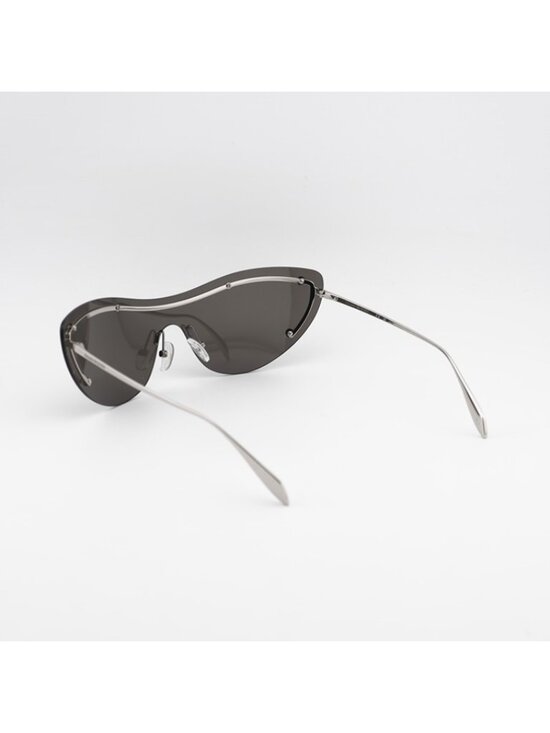 Alexander McQueen AM0413S 007 Sunglasses Silver Shield Frame, Grey Lenses main image 11